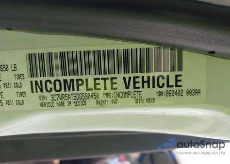2013 Ram 2500 St z USA, uszkodzony, nr VIN 3C7WR5AT5DG590450